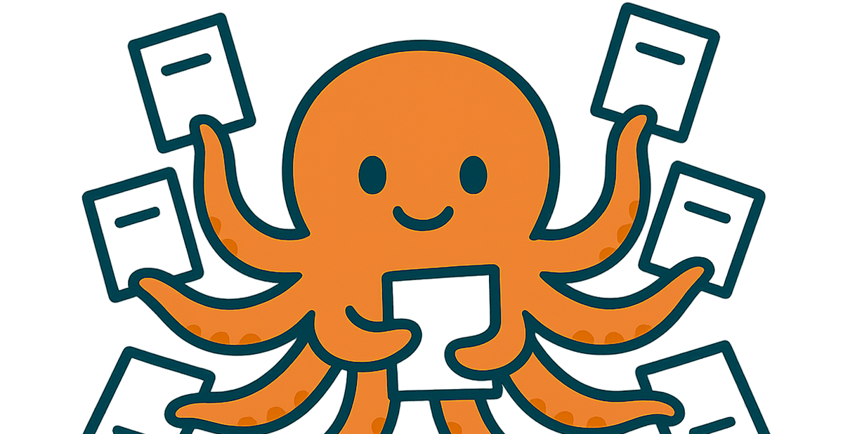 書類対応に追われるオクトン