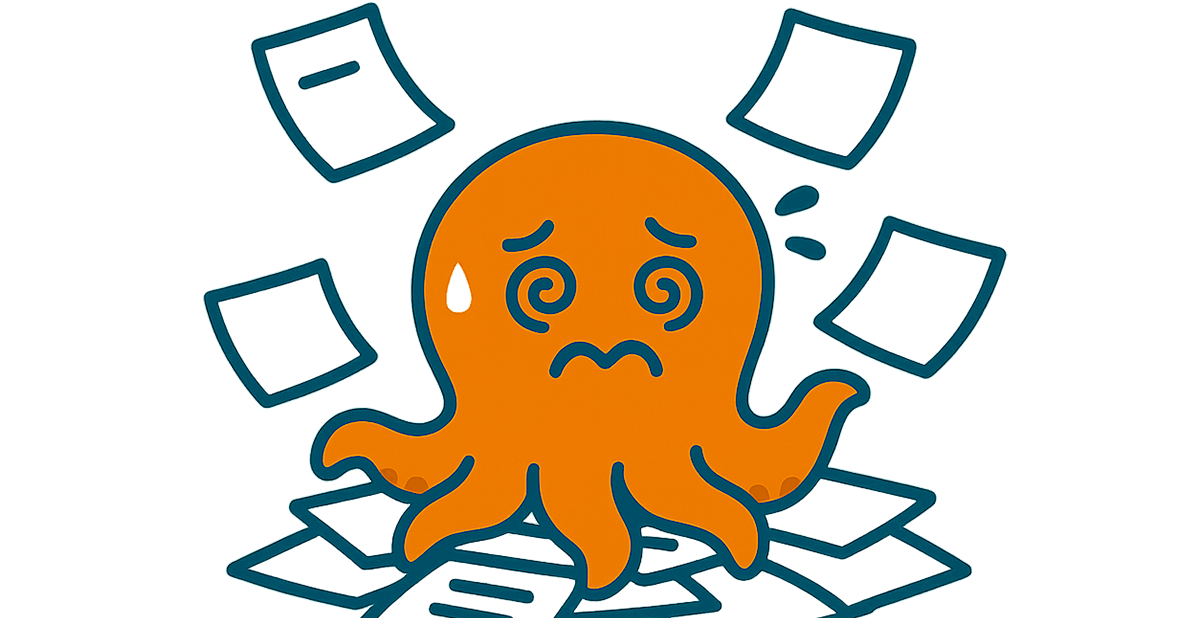 書類回収業務に追われて困っているオクトン